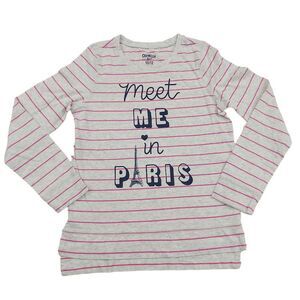 OshKosh B'gosh Girls Tee 10/12 Long Sleeve Striped 100% Cotton